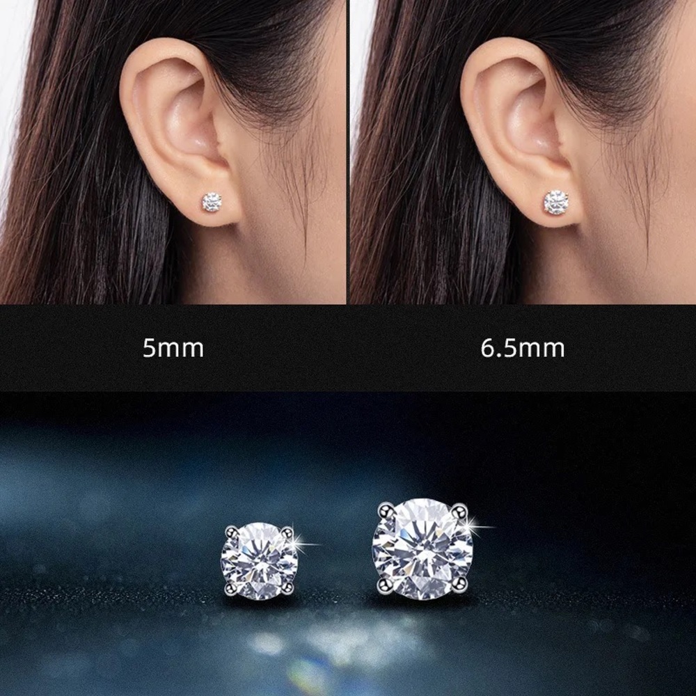 MOISSANITE Cyan Blue 2 c.t.w Earrings Set In 18K Yellow Gold - Picture 4 of 7